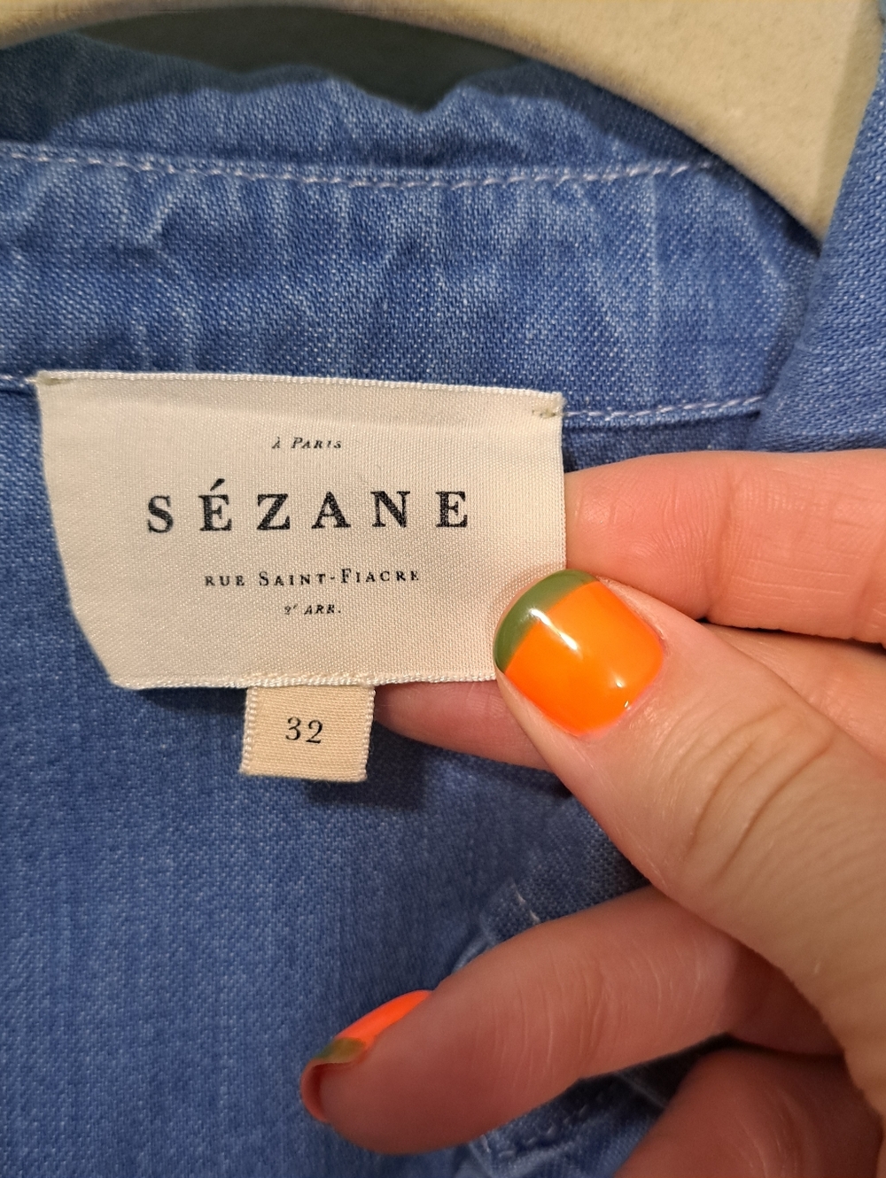 Sezane Servanne Shirt Denim 32 NWOT - Picture 5 of 9